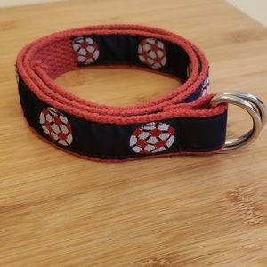 Boys D ring belt with soccer balls.